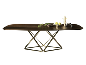 DELTA - Barrel-shaped steel and wood dining table - Table by Bontempi Casa