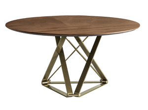 DELTA - Round steel and wood dining table - Table by Bontempi Casa