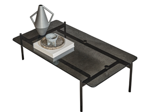 KAROL - Rectangular low crystal and steel coffee table - Coffee table by Bontempi Casa
