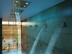 Dream 2 Sprays - RGB CROMOTHERAPY - LED 2-spray steel overhead shower - Shower by Bossini