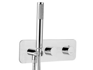 TEO - Thermostatic chromed brass bathtub mixer with hand shower - Tap by Bossini