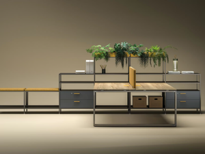 LOOPY - Sectional wooden office desk with shelves - Desk by Bralco