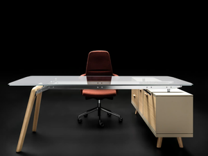 RAIL - Glass executive desk with shelves - Desk by Bralco