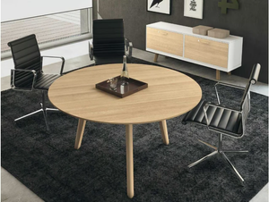 RAIL - Round oak meeting table - Table by Bralco
