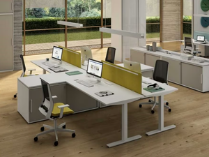 WINGLET - Sectional melamine-faced chipboard office desk with sound absorbing screens - Desk by Bralco