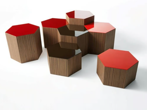 SIX - Hexagonal solid wood coffee table - Coffee table by Bross