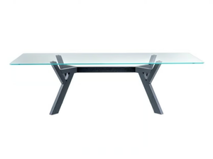 TRIGONO - Rectangular crystal table with solid wood base - Table by Bross