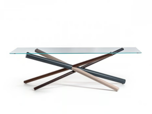 W - Rectangular crystal table with single base - Table by Bross