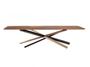 W - Rectangular solid wood table with single base - Table by Bross