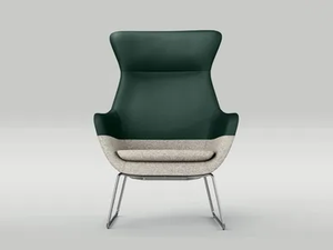 CRONA LOUNGE - Sled base fabric armchair with armrests high-back - Armchair by Brunner