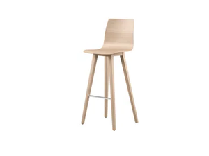 FINA BAR - High wooden stool with back - Stool by Brunner