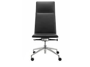 FINA - Swivel leather executive chair with 4-spoke base with castors - Office Chair by Brunner