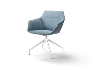 RAY SOFT - Upholstered trestle-based fabric easy chair with armrests - Armchair by Brunner
