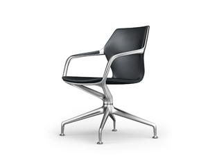 RAY - Swivel trestle-based leather office chair with armrests - Office Chair by Brunner