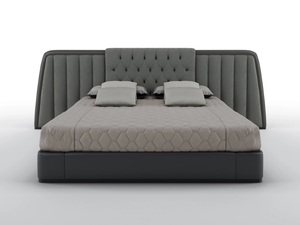 BERNINI WIDE - Nabuk king size bed with upholstered headboard - Bed frame by BRUNO ZAMPA