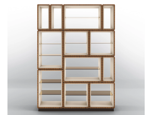 DEDALO - Open freestanding double-sided walnut bookcase - Cabinet by BRUNO ZAMPA