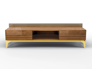 DUCA - Low walnut TV cabinet with drawers - Cabinet by BRUNO ZAMPA