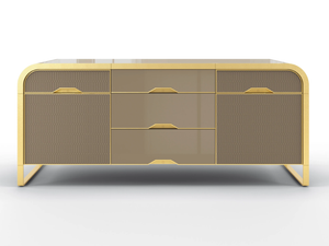 FIORILE - Solid wood sideboard with drawers covered in leather - Cabinet by BRUNO ZAMPA