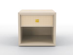 GLENN - Bedside table in lacquered solid wood and leather upholster - Side table by BRUNO ZAMPA