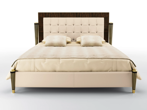 JUNO - Leather bed with tufted headboard - Bed frame by BRUNO ZAMPA