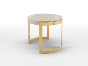 OLIVER - Round side table in steel and top in canaletto walnut - Coffee table by BRUNO ZAMPA