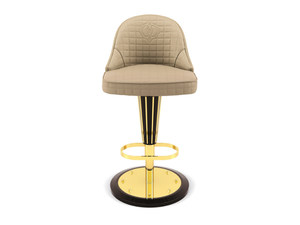 OPHELIA - High leather barstool with back - Stool by BRUNO ZAMPA