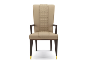 OPIUM - Upholstered leather chair with armrests _ BRUNO ZAMPA