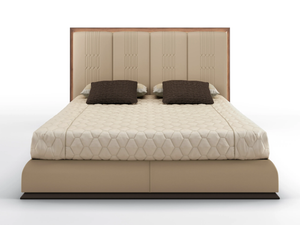 OVERWALL - Leather bed with upholstered headboard - Bed frame by BRUNO ZAMPA