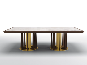 PETRUS - Rectangular table in calacatta marble and canaletto walnut - Table by BRUNO ZAMPA