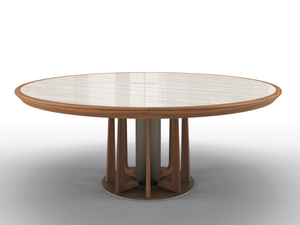 PETRUS - Round table in marble and canaletto walnut _ BRUNO ZAMPA