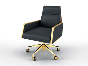 REGENT - Swivel leather chair and back in walnut _ BRUNO ZAMPA