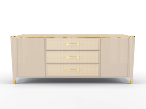 REMINGTON - Lacquered sideboard with drawers covered in leather - Cabinet by BRUNO ZAMPA