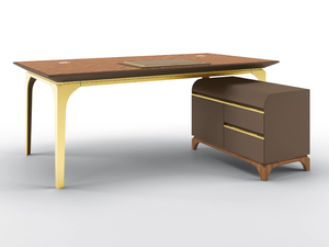 SQUARE - Rectangular walnut office desk with drawers - Desk by BRUNO ZAMPA