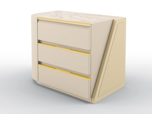 STUART - Lacquered bedside table and calacatta marble top - Side table by BRUNO ZAMPA