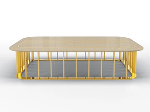 TRITON - Low rectangular metal coffee table and marble top - Coffee table by BRUNO ZAMPA