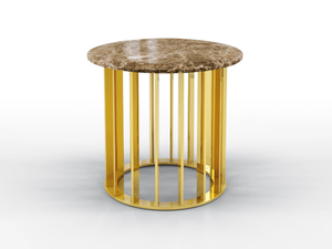 TRITON - Round metal coffee table and Dark Emperador top - Coffee table by BRUNO ZAMPA