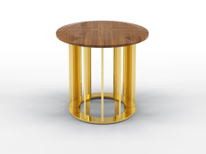TRITON - Round metal coffee table and walnut top - Coffee table by BRUNO ZAMPA
