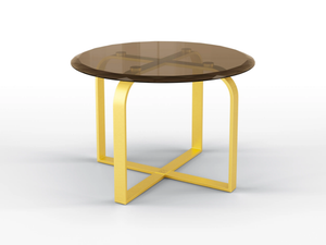 TULIP - Round metal coffee table and bronze glass top - Coffee table by BRUNO ZAMPA