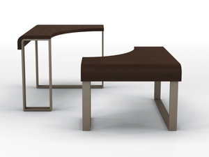 TULIP - Triangular metal side table and walnut top - Coffee table by BRUNO ZAMPA