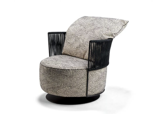 OD YAO - Swivel fabric garden armchair with armrests - Armchair by Bullfrog