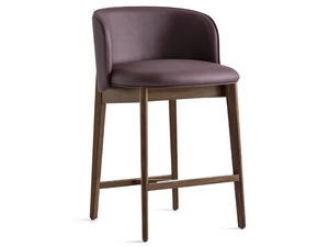 ABREY - High leather stool with back - Stool by Calligaris
