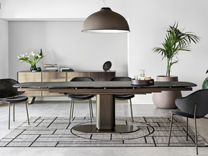 CAMEO - Extending oval table with marble effect top - Table by Calligaris