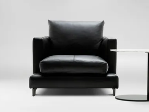 LAZYTIME - Leather armchair with armrests - Armchair by CAMERICH