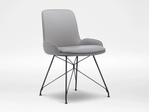 WING - Leather chair with metal legs - Chair by CAMERICH