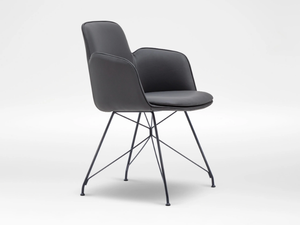 WING - Leather chair with metal legs - Chair by CAMERICH