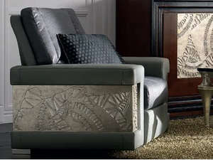 ÉTOILE DAY - Upholstered silver leaf armchair with armrests - Armchair by Cantiero