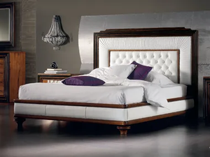 ÉTOILE NIGHT - Leather double bed with upholstered headboard - Bed frame by Cantiero