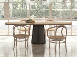 DEVILLE - Rectangular table with concrete base and oak top - Table by Capo d’Opera