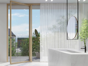 SKYLINE PIVOT - Wooden patio door - Door by CARMINATI SERRAMENTI