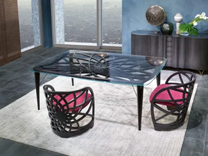 GALILEO - Rectangular wood and glass table - Table by Carpanelli